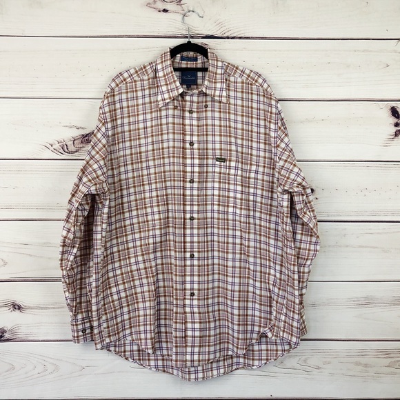 Faconnable Men’s Orange & Blue Plaid Button Down - Picture 1 of 6